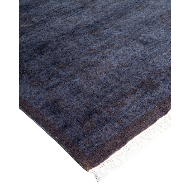 Overton Hand Knotted Wool Vintage Inspired Modern Contemporary Overdyed Gray Area Rug - 9' 2" x 16' 4"