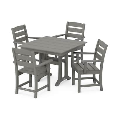 POLYWOOD Lakeside 5-Piece Farmhouse Trestle Arm Chair Dining Set