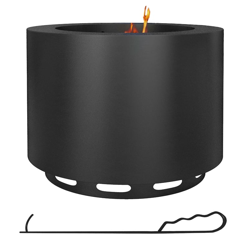 Outsunny Smokeless Fire Pit, 19" Portable Wood Burning Firepit with Poker, Low Smoke Camping Bonfire Stove