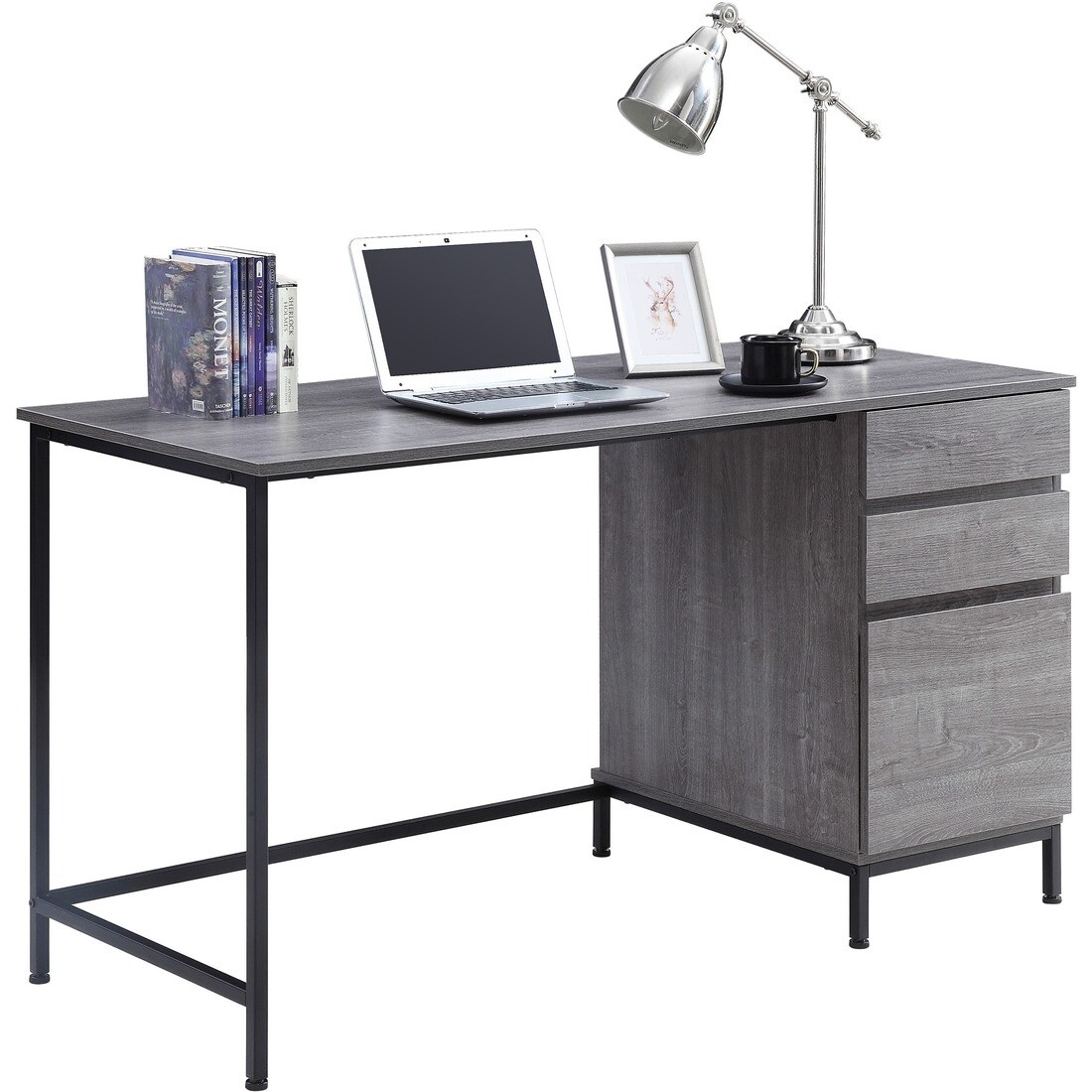 Lorell laminate computer desk shop with upper shelf