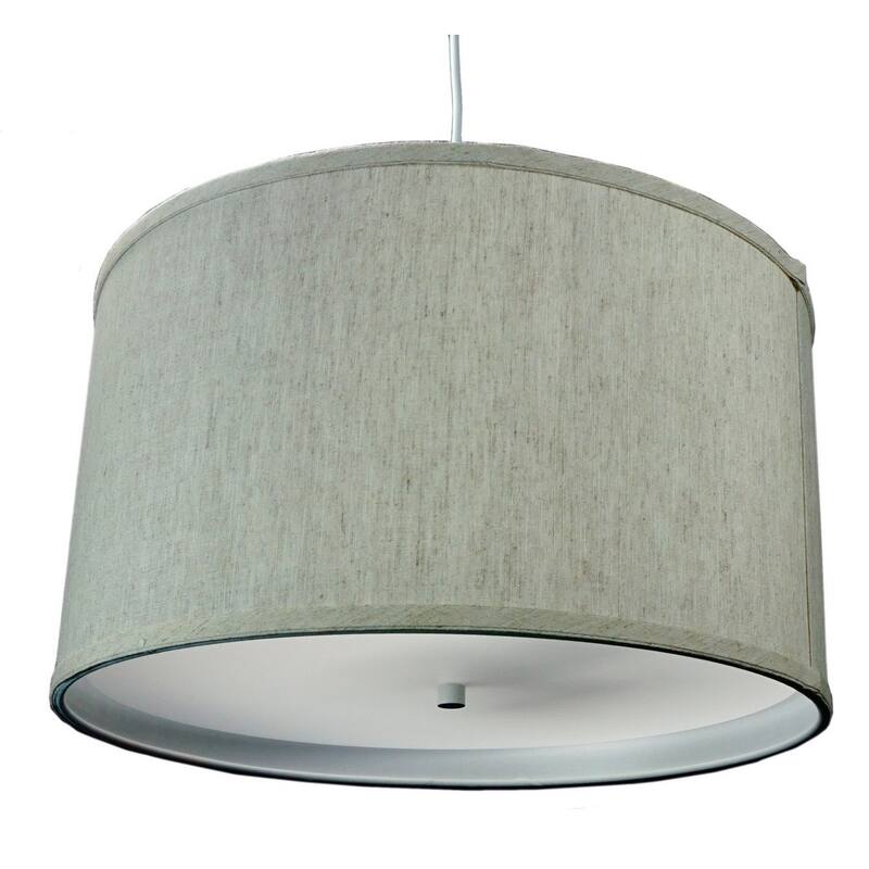 2 Light Swag Plug-In Pendant 18"w Textured Oatmeal with Diffuser, White Cord