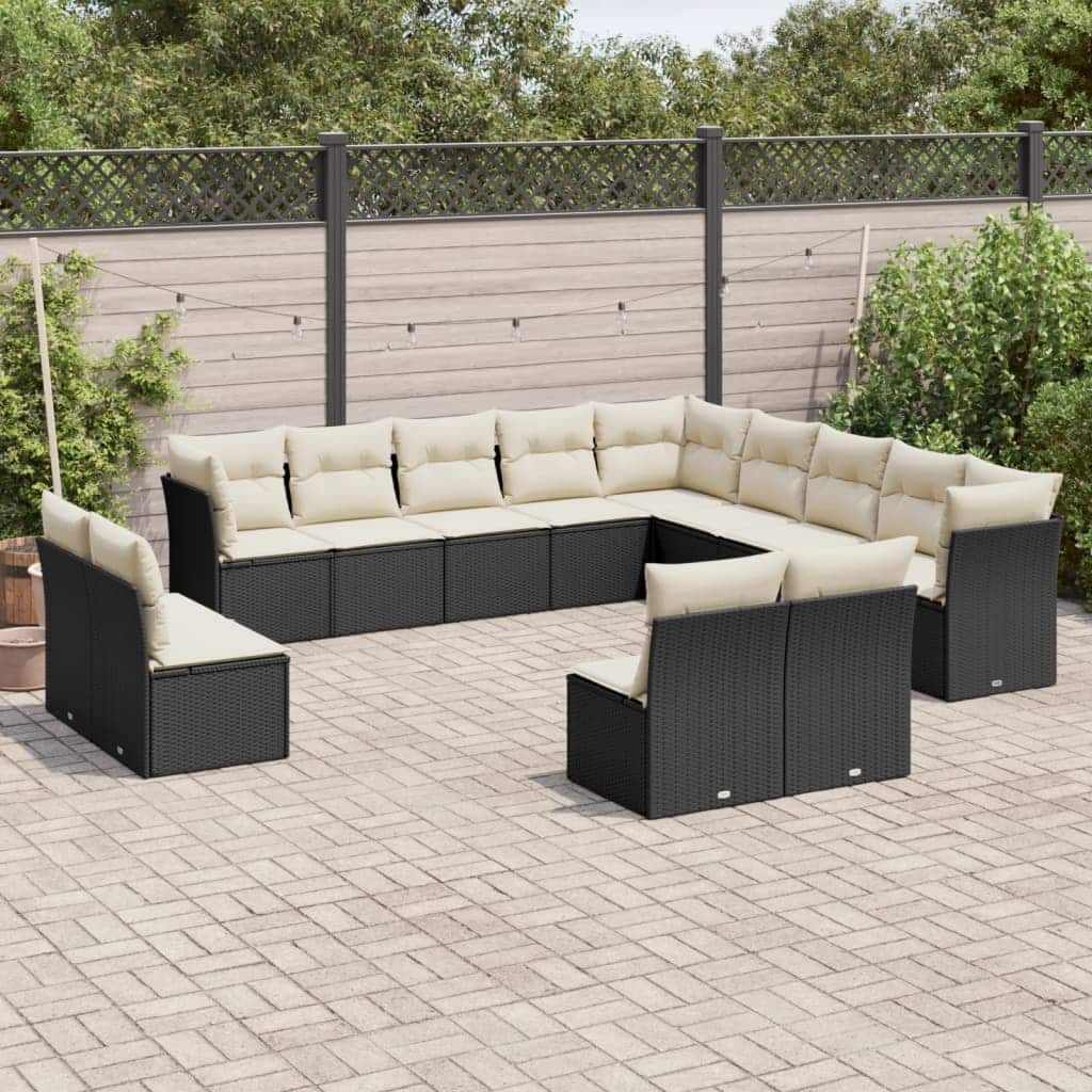 vidaXL Patio Sofa Set with Cushions Outdoor Furniture 14 Piece Poly Rattan