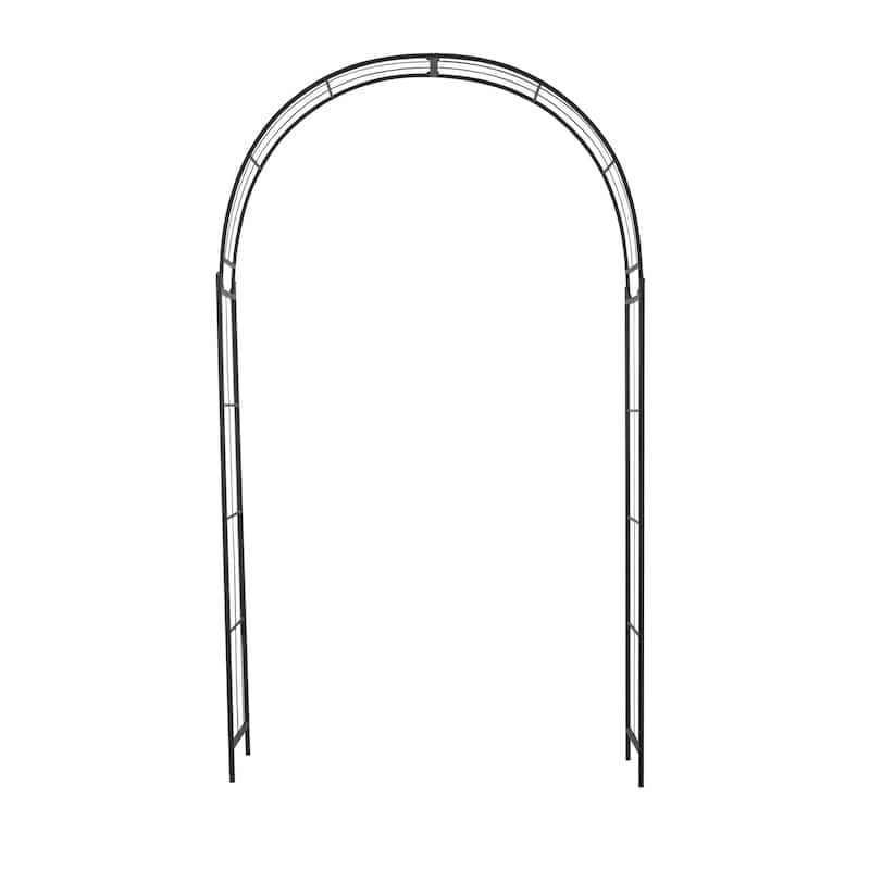 Metal Indoor Outdoor Arched Garden Arbor with Lattice Work Sides - Black or White - Roche River Decor - Black - 54"W, 91"H