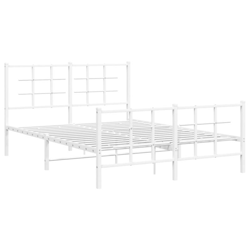 vidaXL Bed Frame White Powder-coated steel Double Bed Frame - 55.9 x 77.2 x 35.4
