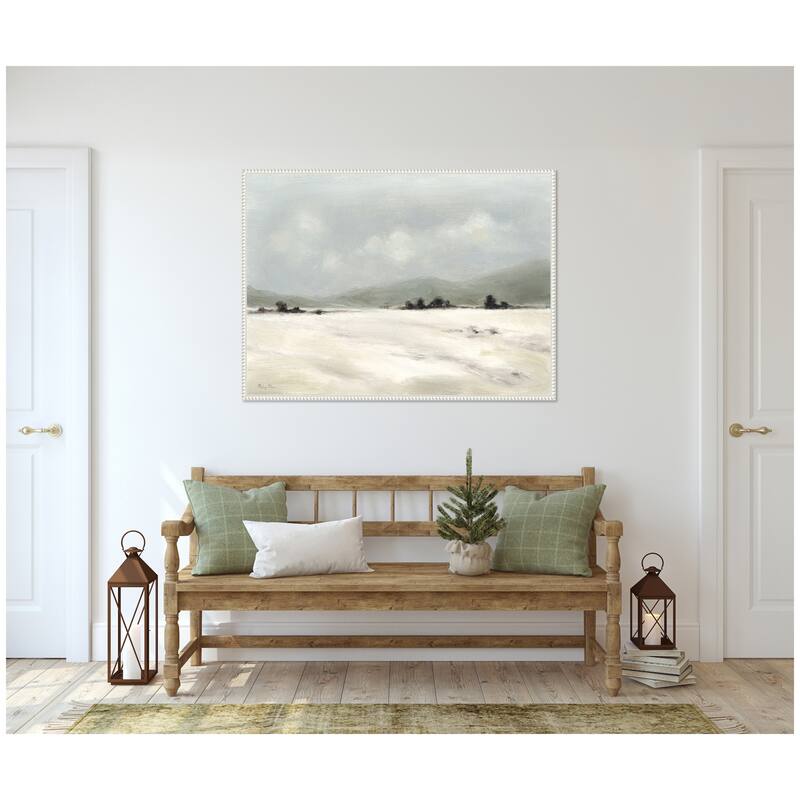 Kate and Laurel Sylvie Beaded December Mist Framed Canvas by Mackenzie Nelson