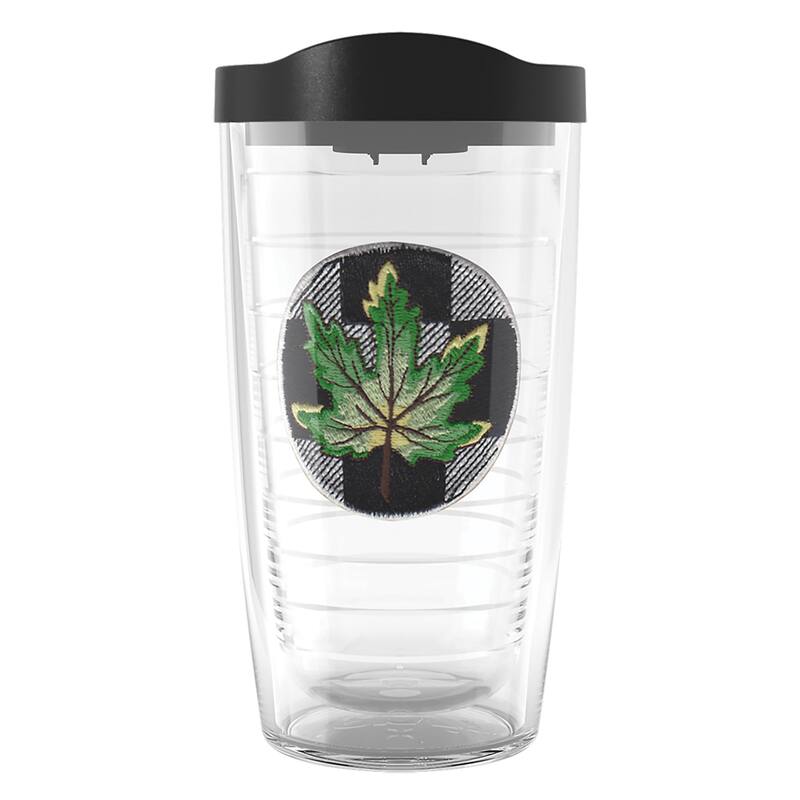 Tervis Checkerboard Fall Leaf Green Made in USA Double Walled Insulated Travel Tumbler, Green - 16oz