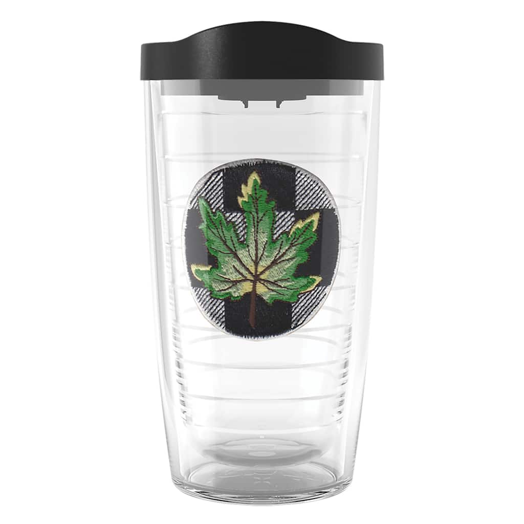 Tervis Checkerboard Fall Leaf Green Made in USA Double Walled Insulated Travel Tumbler, Green