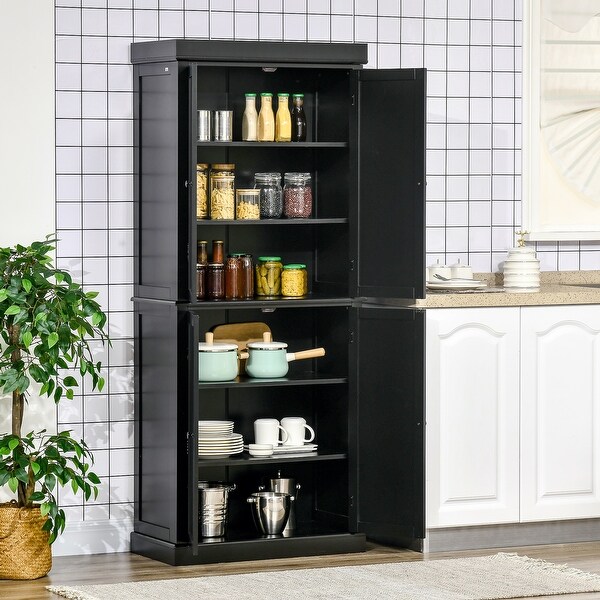 HOMCOM Freestanding Modern 4 Door Kitchen Pantry Storage Cabinet