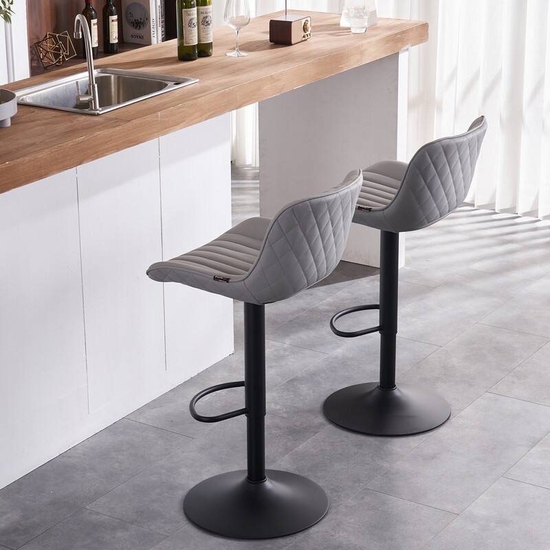 Bar Stools Set of 2, Counter Height Barstools with Back, Leather Bar Chair for Kitchen island