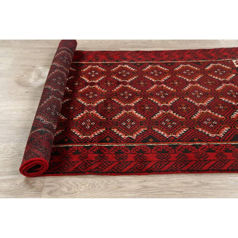 Geometric Traditional Persian Balouch Area Rug Handmade Wool Carpet - 3'2" x 6'1"