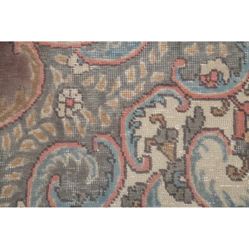 Brown Tabriz Persian Vintage Area Rug Handmade Oriental Wool Carpet - 7'8"x 11'1"
