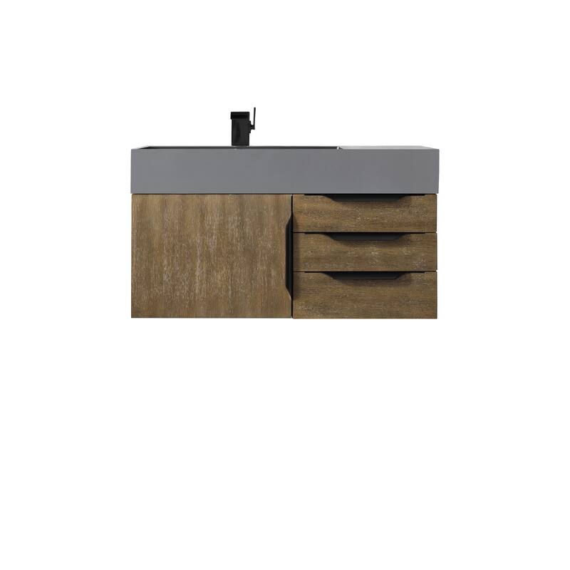 James Martin Vanities Mercer Island 36" Single Vanity, Latte Oak with Matte Black Hardware