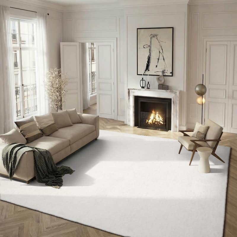 SAFAVIEH Handmade Sheep Shag Dochia Solid Polyester Rug