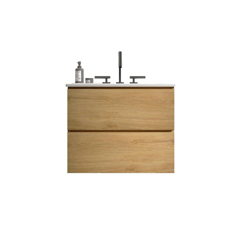 GDFStudio - Coralie Modern Floating Bathroom Vanity with Integrated Ceramic Sink and Soft-Close Storage