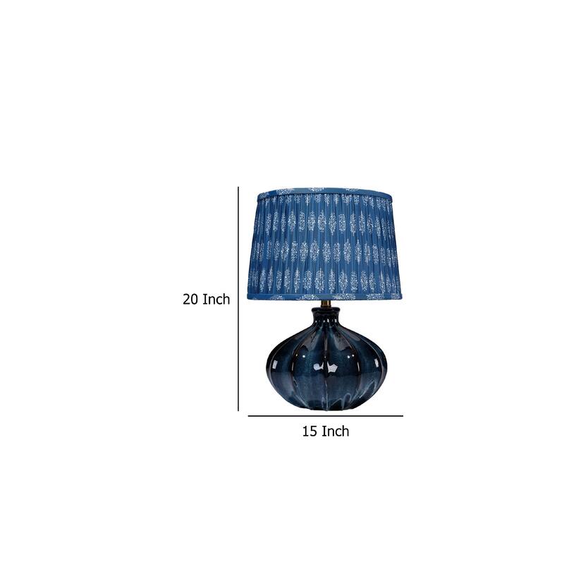 Resy Accent Table Lamp, Cotton Classic Royal Blue White Shade, 20 Inch
