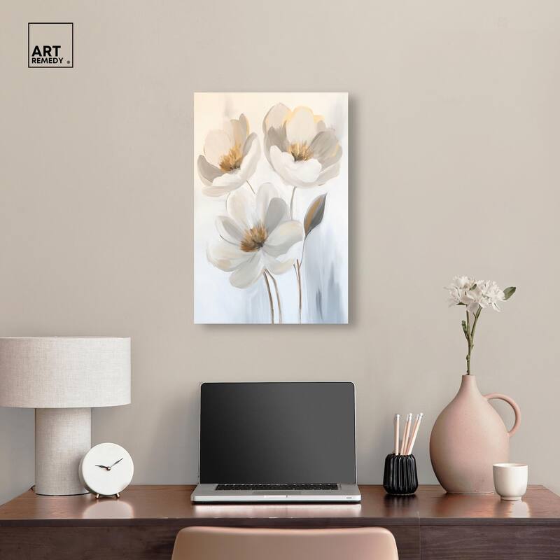 Silvered Flora I Canvas by Art Remedy, Gallery Wrapped