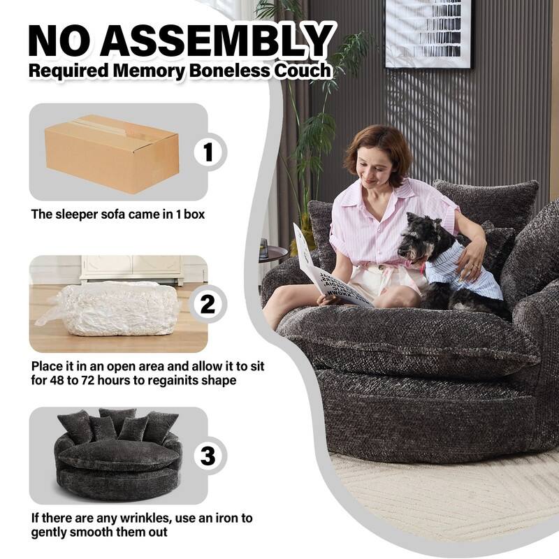 Rossetta Oversized Round Polyester Foam Chair with Pillows