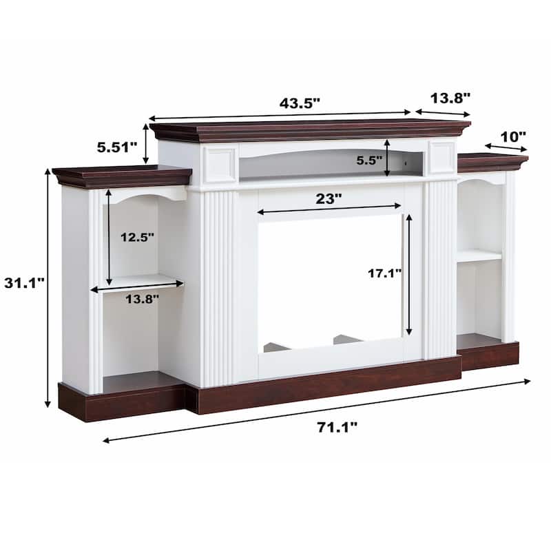 Fireplace TV Stand for 70-inch TV Electric Fireplace TV Stand - Cherry,White
