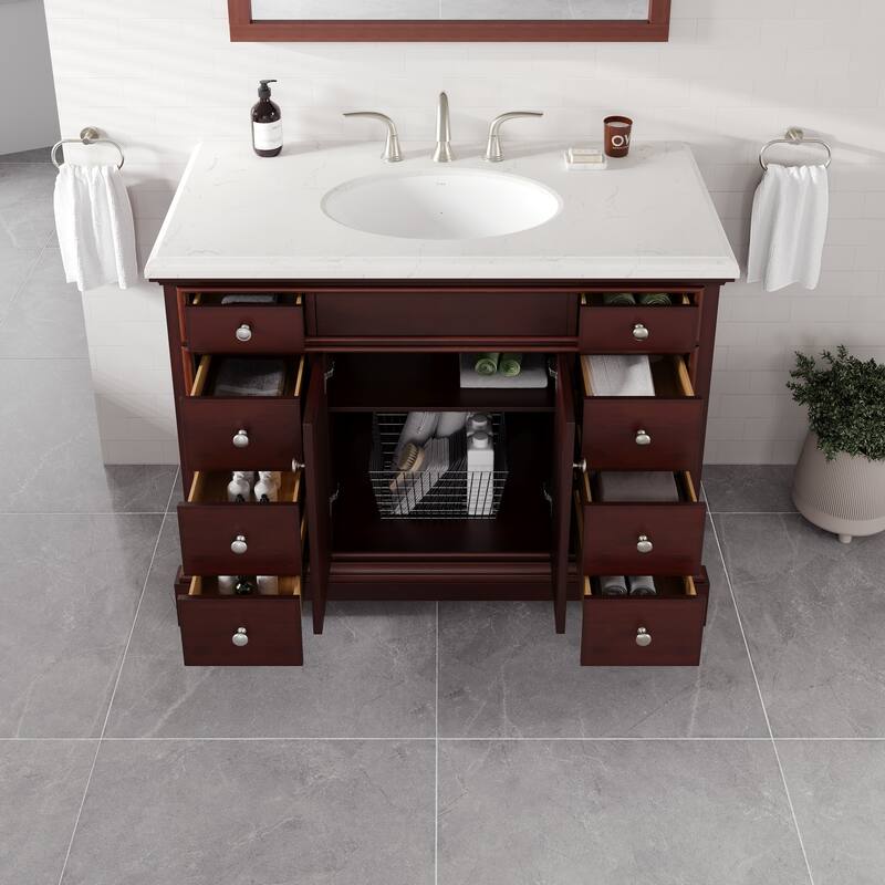 Eviva Elite Stamford 42" Bath Vanity with Carrara Quartz Top