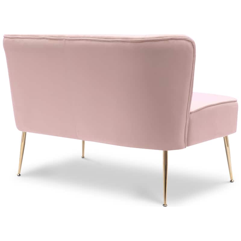 Farrah Upholstered Velvet Polyester 46" Wide Loveseat - Armless/ Scalloped Back