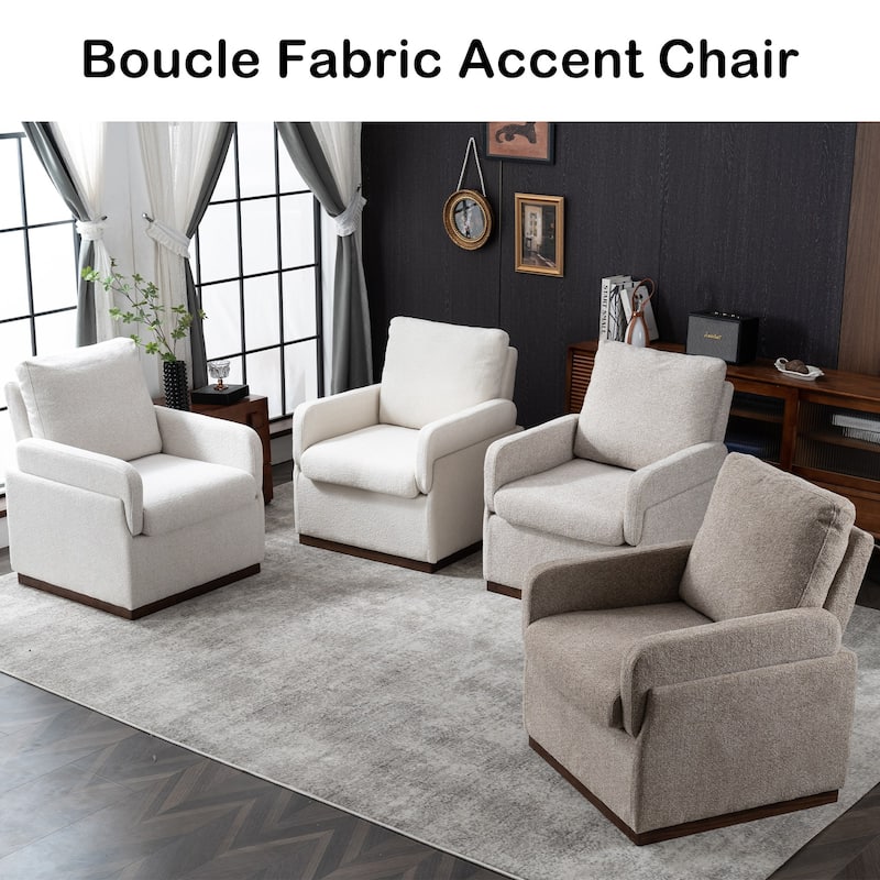 Modern Boucle Fabric Upholstered Accent Arm Chair for Living Room