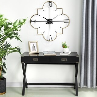Glitzhome 32"D Modern Metal Golden and Black Wall Clock - Bed Bath ...