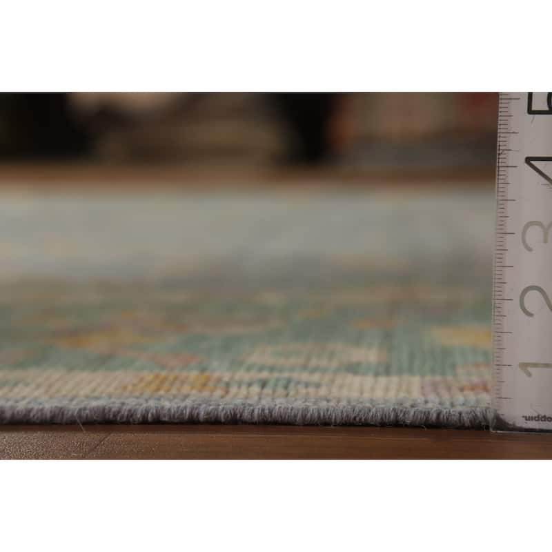 Hand Knotted Oriental 100% Wool Carpet Transitional All-Over Navy Blue & Blues Oushak Area Rug - 10' 2'' X 8' 5''