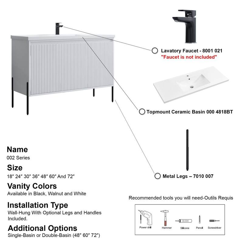 Ripple 48" Single Bathroom Vanity Kit (Assembly Required)