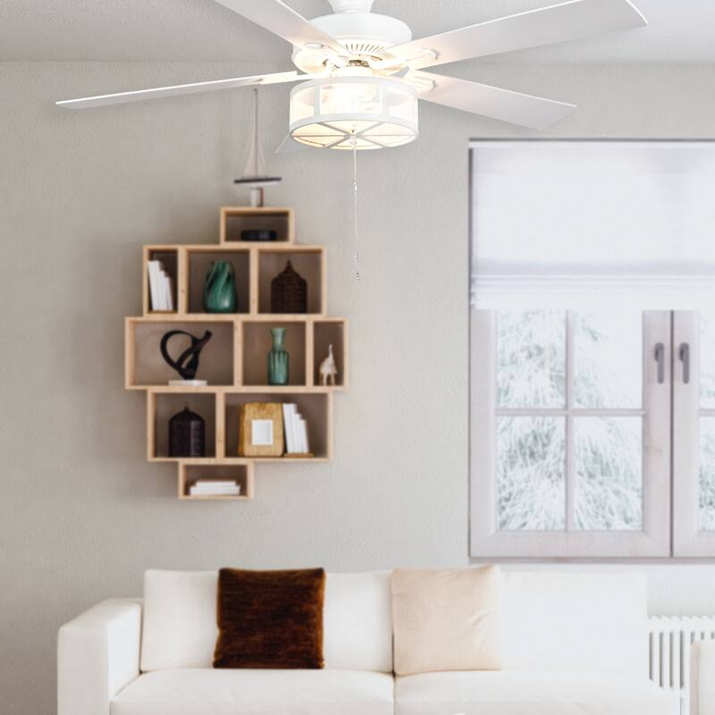 Copper Grove Uoleva 52-inch 5-blade Alabaster Mesh LED Ceiling Fan