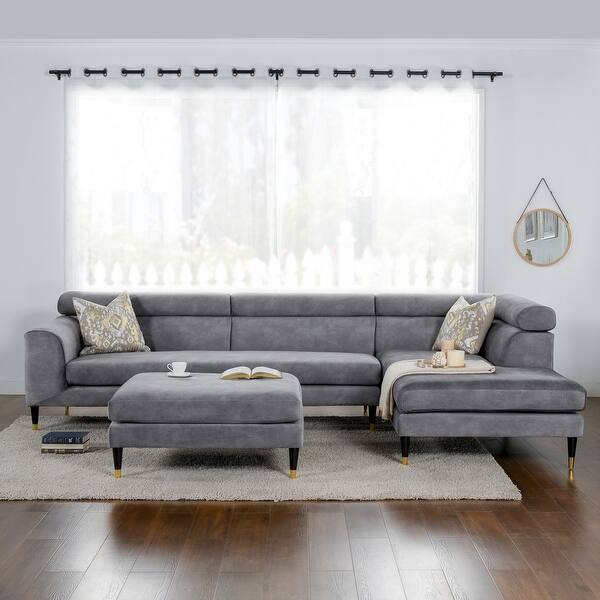 Sandy Wilson Home Hayes Raf Modular Sectional Chaise Sofa With Ottoman On Sale Overstock 30648938