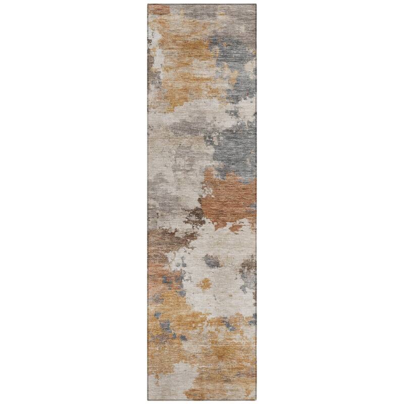 Machine Washable Indoor/Outdoor Abstract Blend Chantille Rug