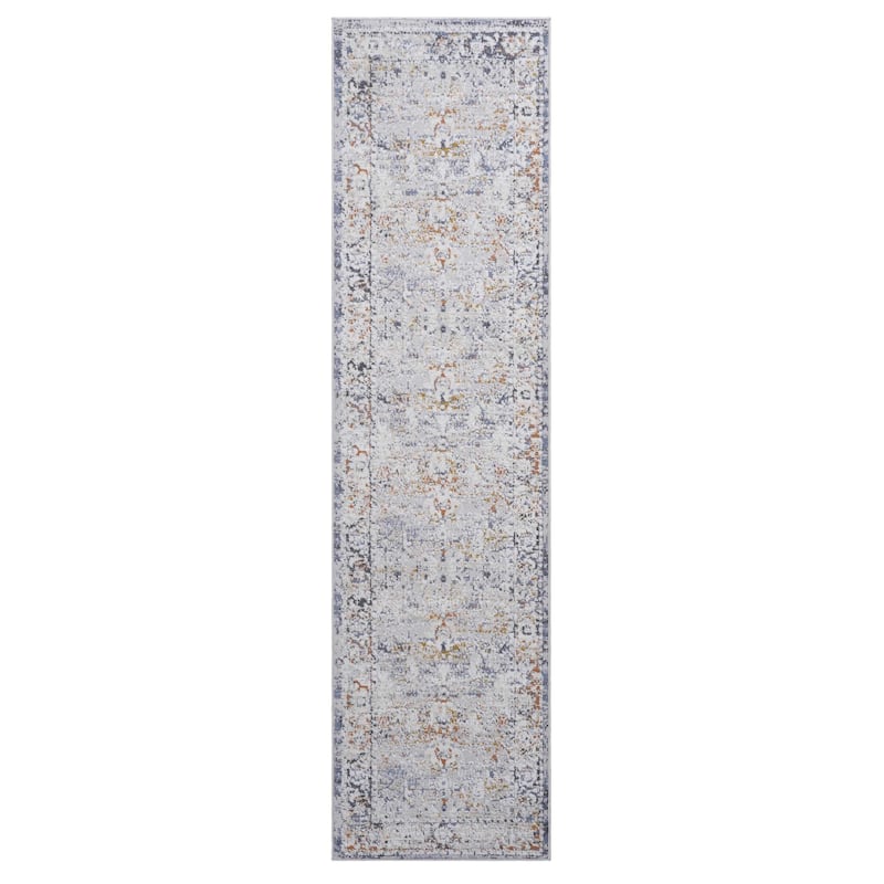 LOOM & LUXE Collection Ivory/Grey/Traditional Non-Shedding Area Rug - 96" D x 26" W x 0.28" H