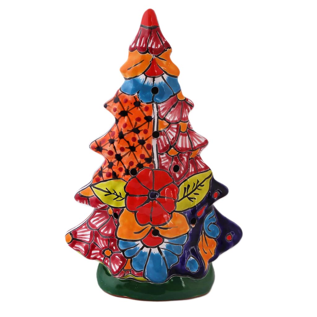 Novica Handmade Christmas Glow Ceramic Lantern