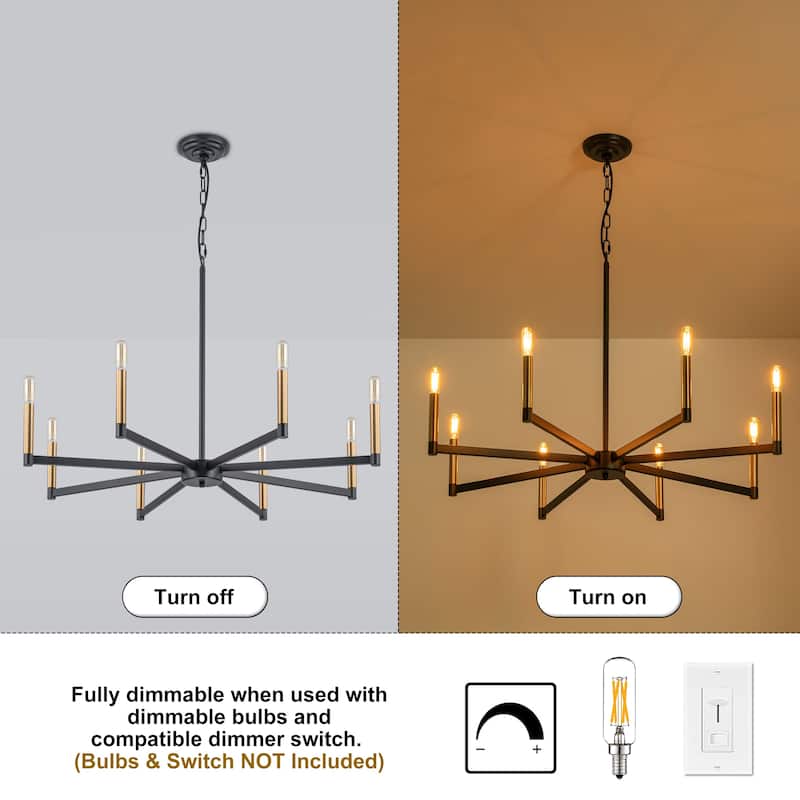 Starskys 8-Light Dimmable Mid-Century Modern Candle Chandelier