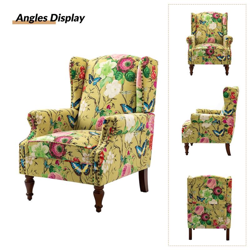 Gott Traditional Wingback Armchair with Solid Wood Legs Set of 2 by HULALA HOME