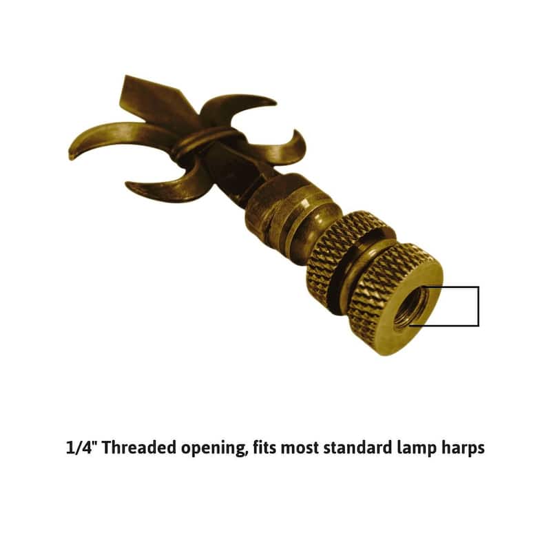 Fleur De Lis Antique Brass Lamp Finial 3.2"h