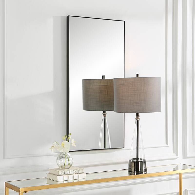 Copper Grove Black Long Rectangular Slim-framed Wall Mirror