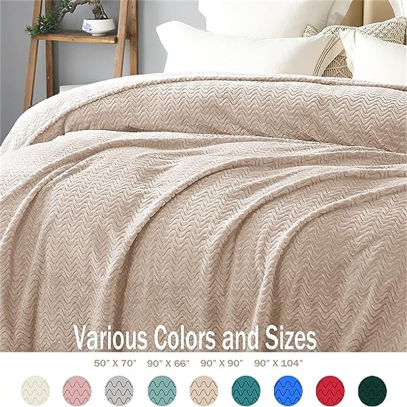 Flannel Fleece Blanket Off White Throw 50x70 IN