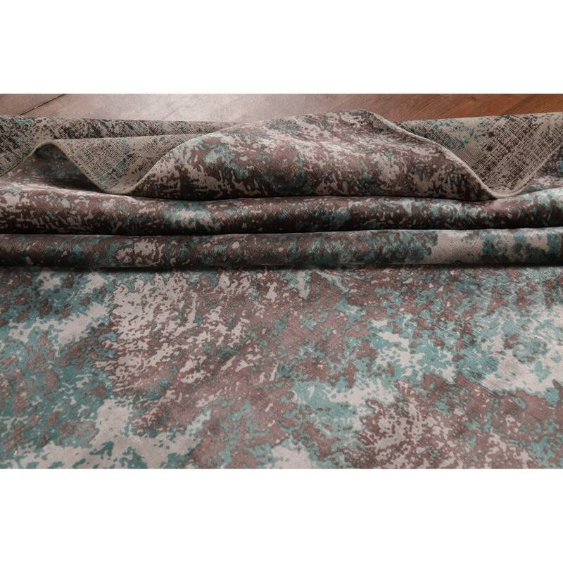 Contemporary Abstract Indian Area Rug Handmade Bedroom Wool Carpet - 8'3"x 9'10"