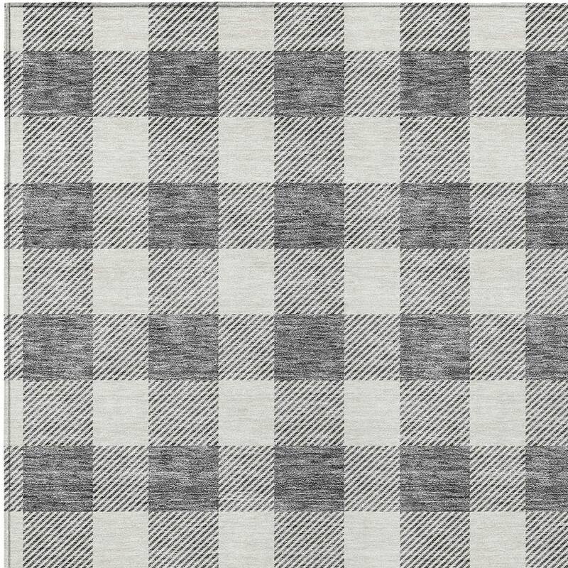 HomeRoots Plaid Transitional Rectangle Outdoor Rug