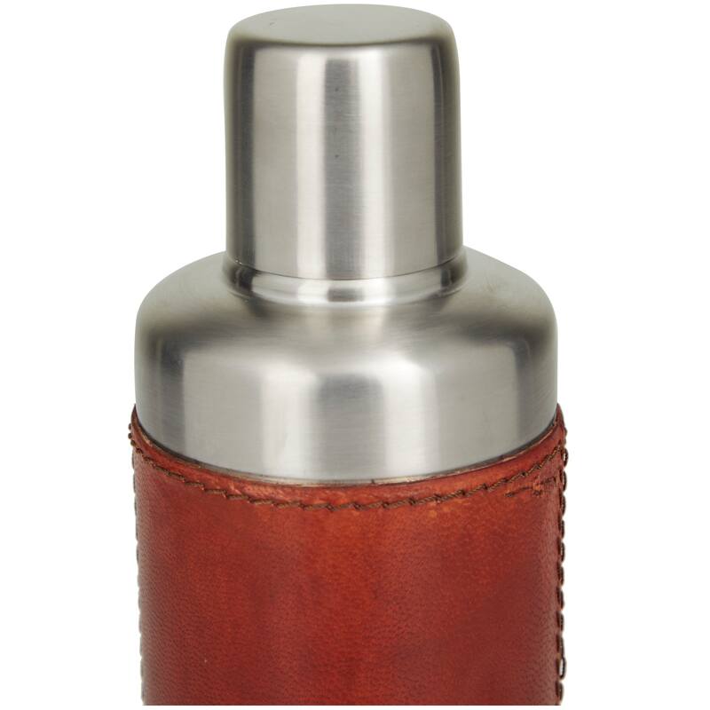 The Novogratz Stainless Steel Cocktail Shaker with Silver Lid 3 x 3 x