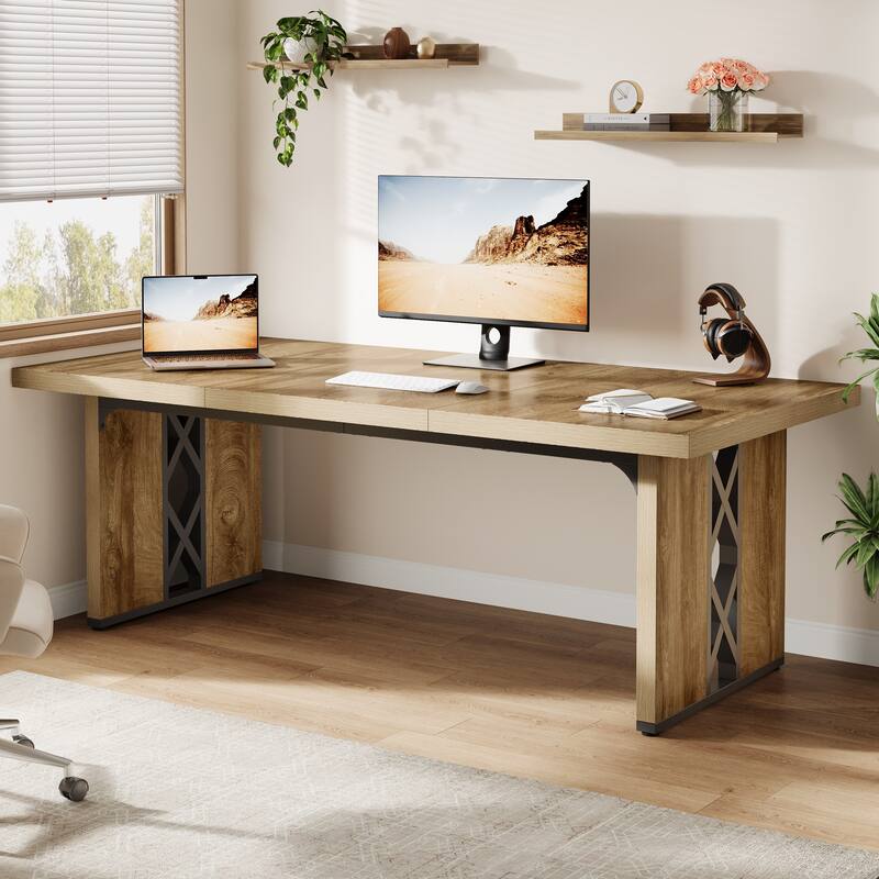 71" Modern Executive Desk, Large Home Office Desk Computer Writing Table Workstation