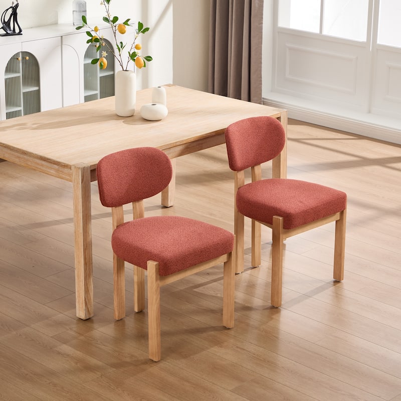 Wooden Dining Chairs Set of 2, Modern Fabric Upholstered Dining Room Chair Kitchen Chairs, Farmhouse Dinner Chair for Kitchen