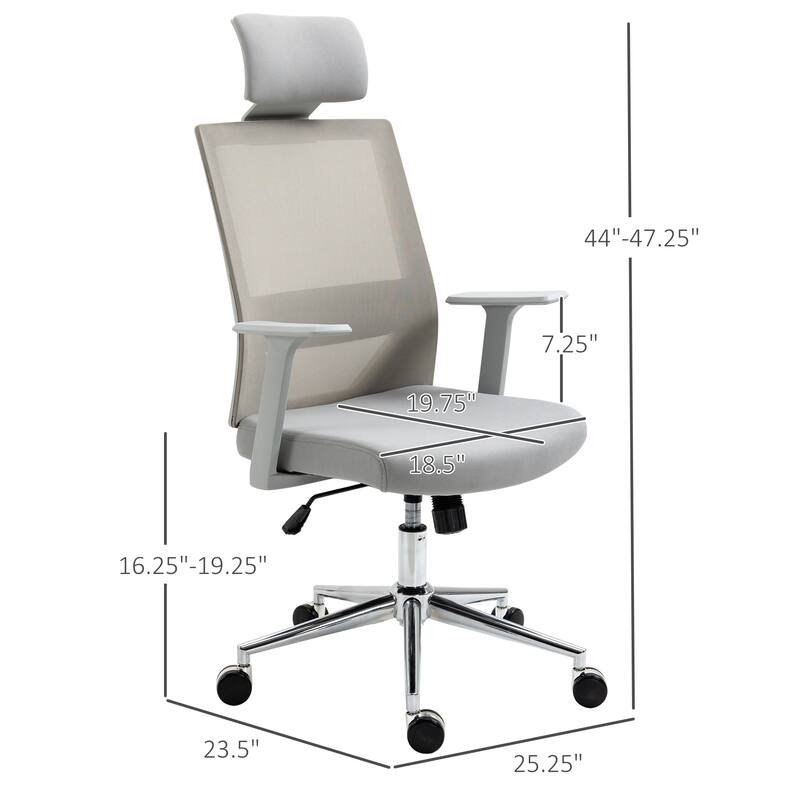 Vinsetto High Back Office Chair, Swivel Task Chair with Lumbar Back Support, Breathable Mesh, and Adjustable Height, Headrest