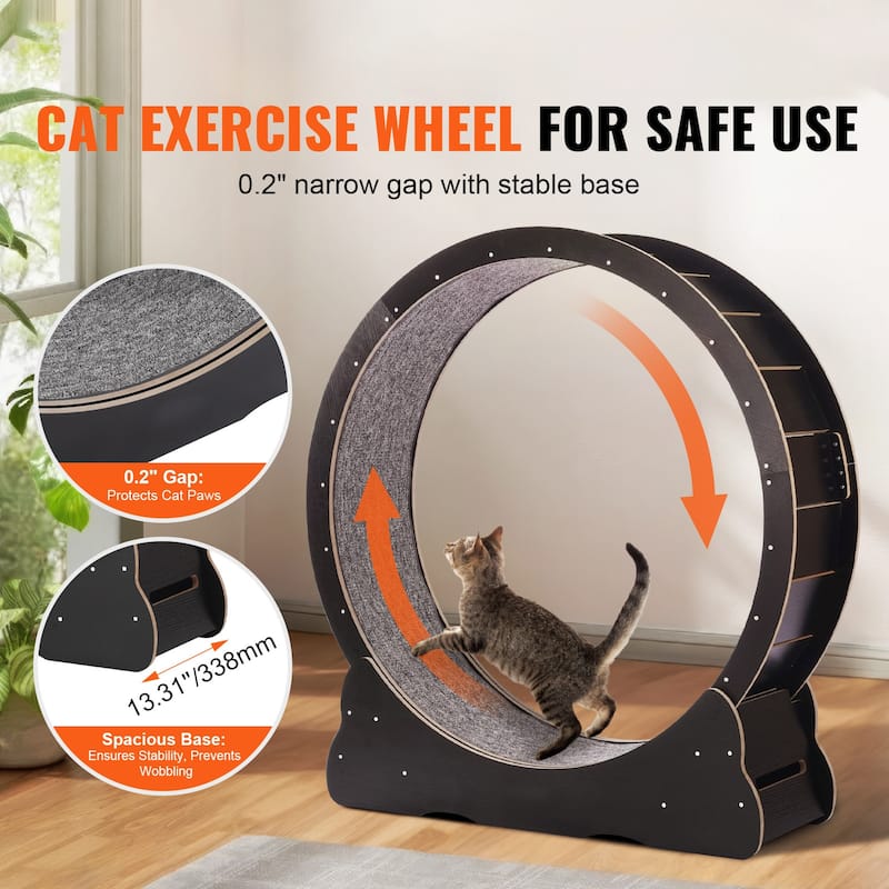 Anmytek Large 43.3" Black Cat Exercise Wheel Treadmill for Indoor Cats