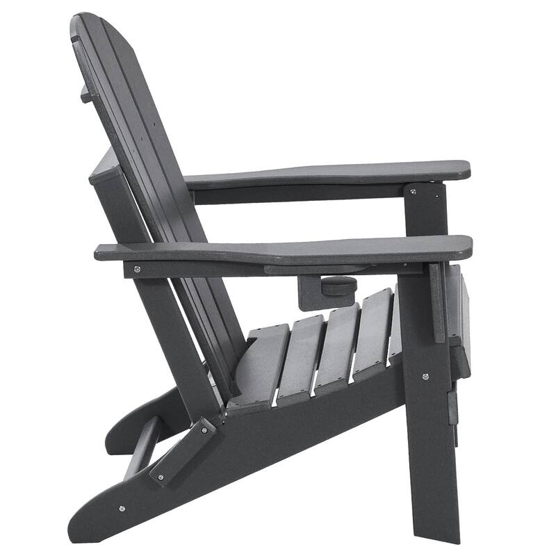 Set of 2 HDPE Folding Adirondack Chair with Wider Seat and Curved Backrest Ideal for Outdoor Use - 31.5 × 29.7 × 36.0 in