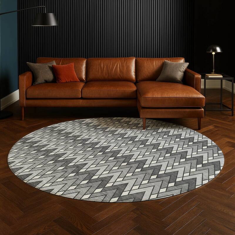 Machine Washable Indoor/ Outdoor Modern Baxter Chantille Rug