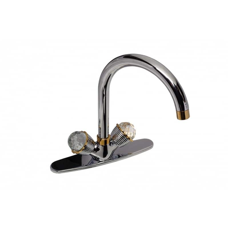 Bathroom Faucet Chrome 10 7/8" H 2 Handles Centerset Renovators Supply