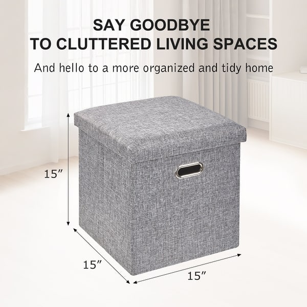 dimension image slide 7 of 9, Ottoman Storage Ottoman Footrest Stool Small Ottoman with Storage Foldable Ottoman Foot Rest Footstool Bench