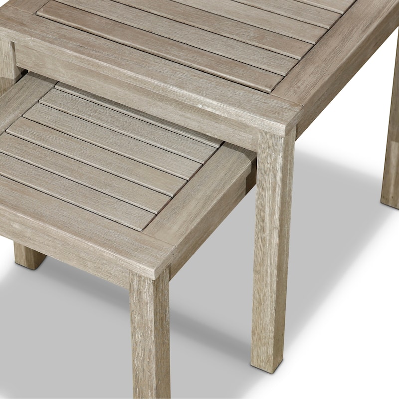 DTY Outdoor Living Longs Peak 2-Piece Eucalyptus Nesting Table Set, Natural Oil